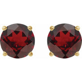 14K Yellow 6 mm Natural Mozambique Garnet Stud Earrings